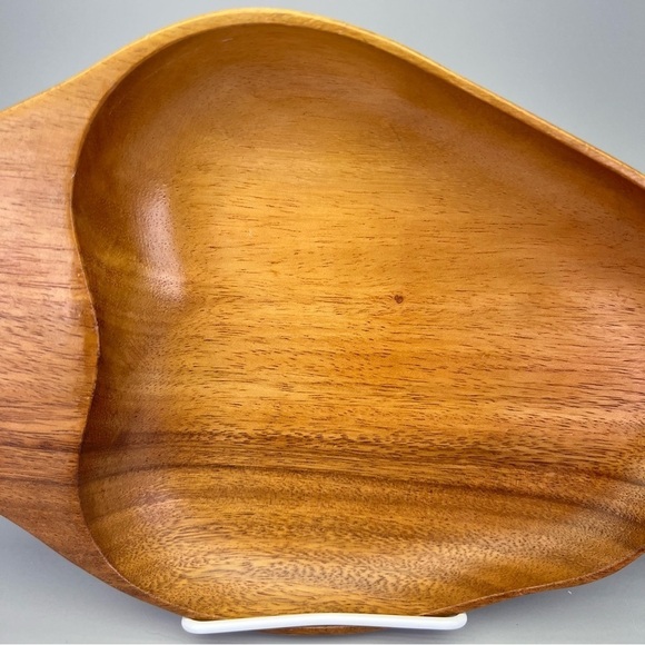 Vintage MCM Monkey Pod Wood Fish Shaped  Serving Bowl Platter - Picture 4 of 11